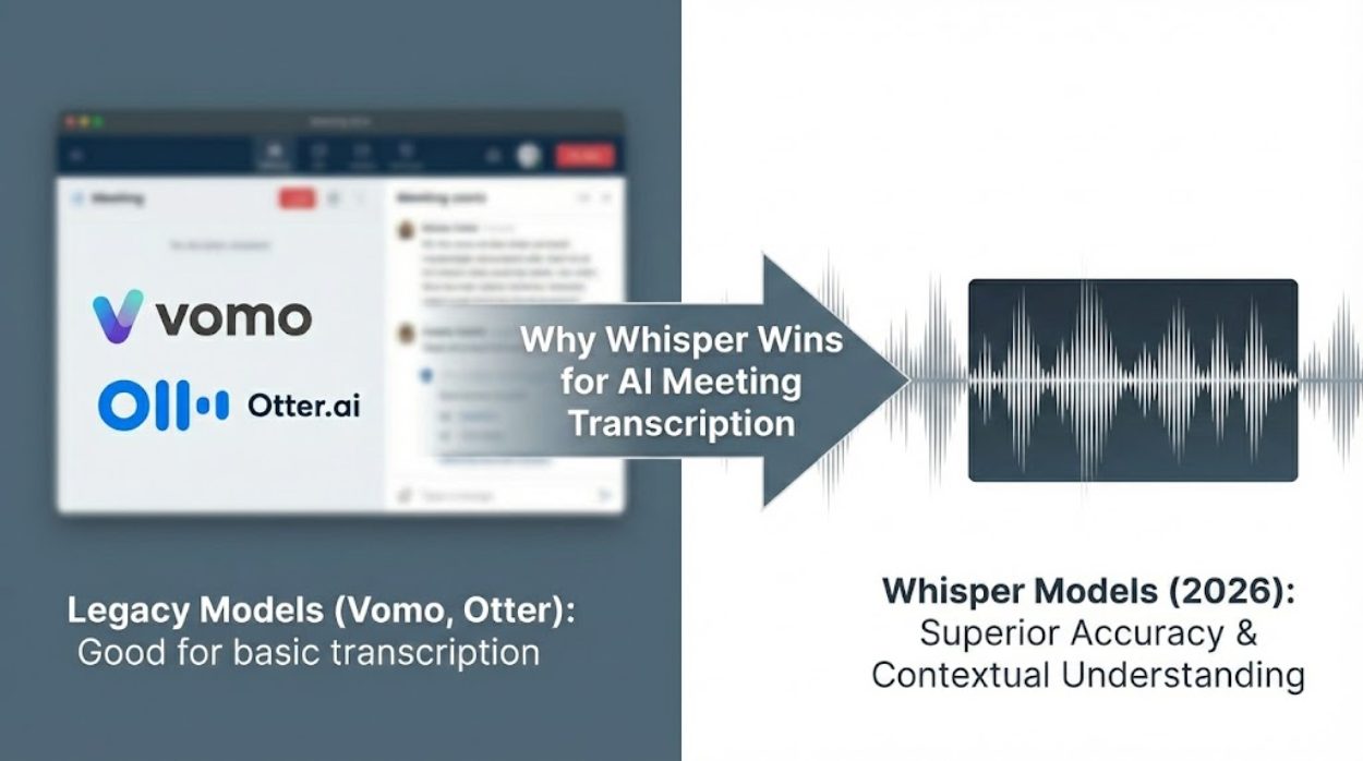 Vomo vs Otter: Why Whisper Models Win for AI Meeting Transcription in 2026