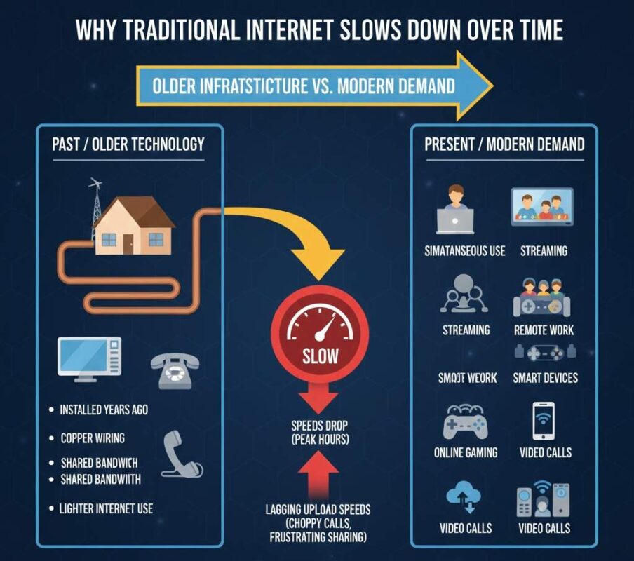 Why Traditional Internet Slows Down Over Time