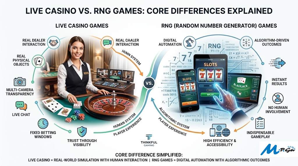 What Is the Difference Between Live Casino and RNG Games?