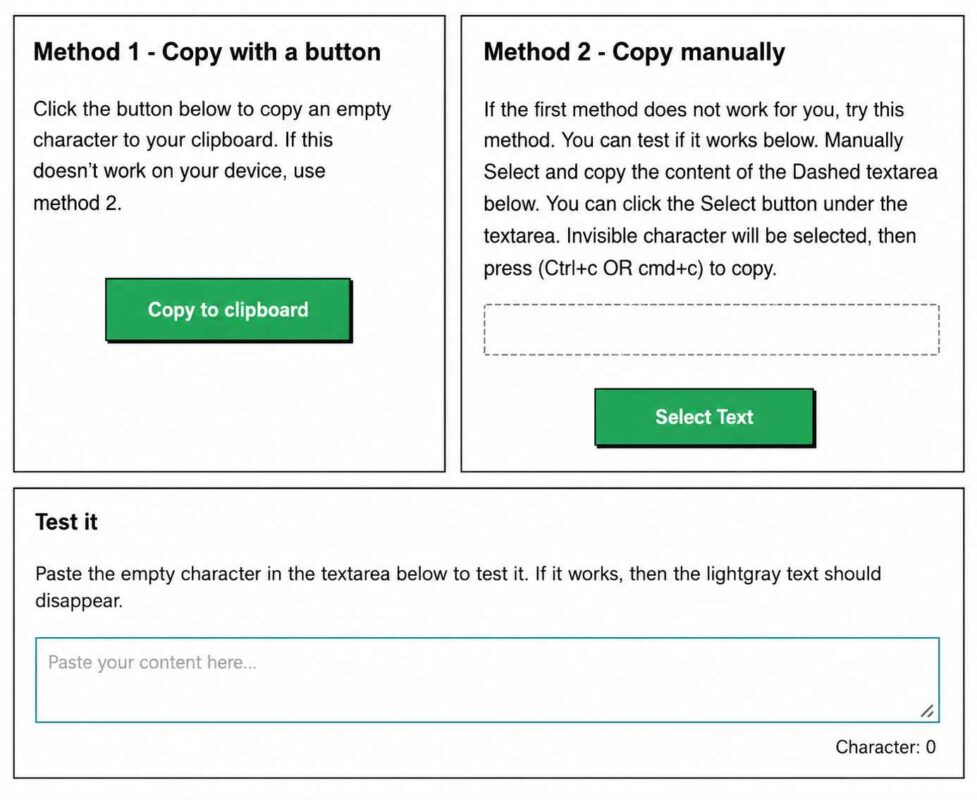 How to Copy Invisible Characters